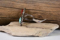 Navajo Sterling Silver Ring with Turquoise Coral 6 1/2