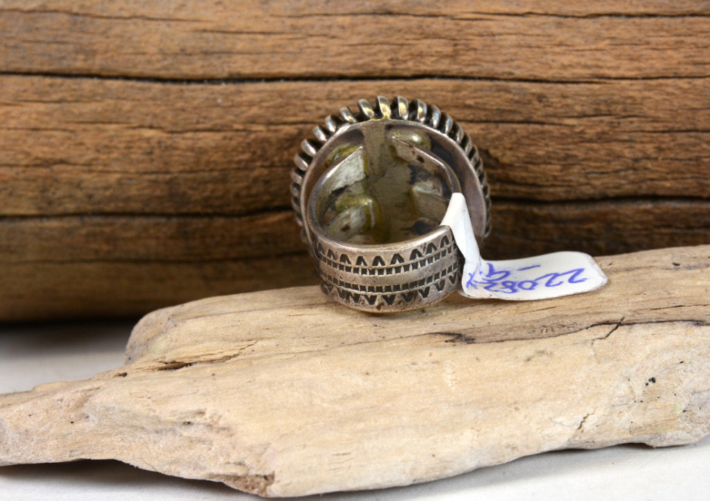 Navajo Sterling Silver and #8 Spiderweb Turquoise Ring Size: 5 1/2