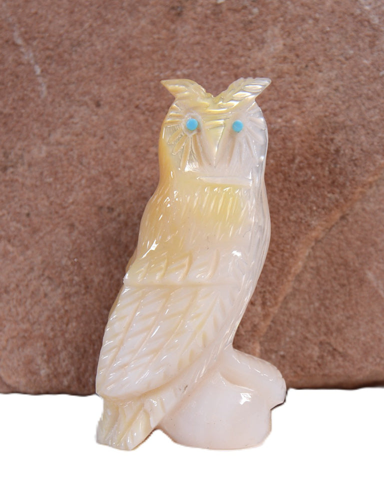 Zuni Pueblo Shell Owl Fetish By Celester Laete