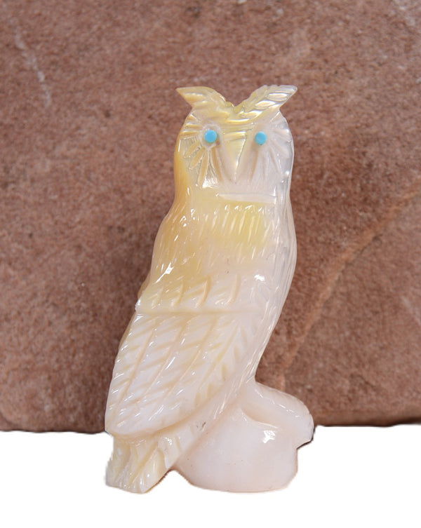 Zuni Pueblo Shell Owl Fetish By Celester Laete