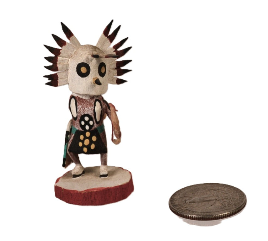 Hopi Pueblo Miniature Great Horned Owl Kachina By Gordon Crook