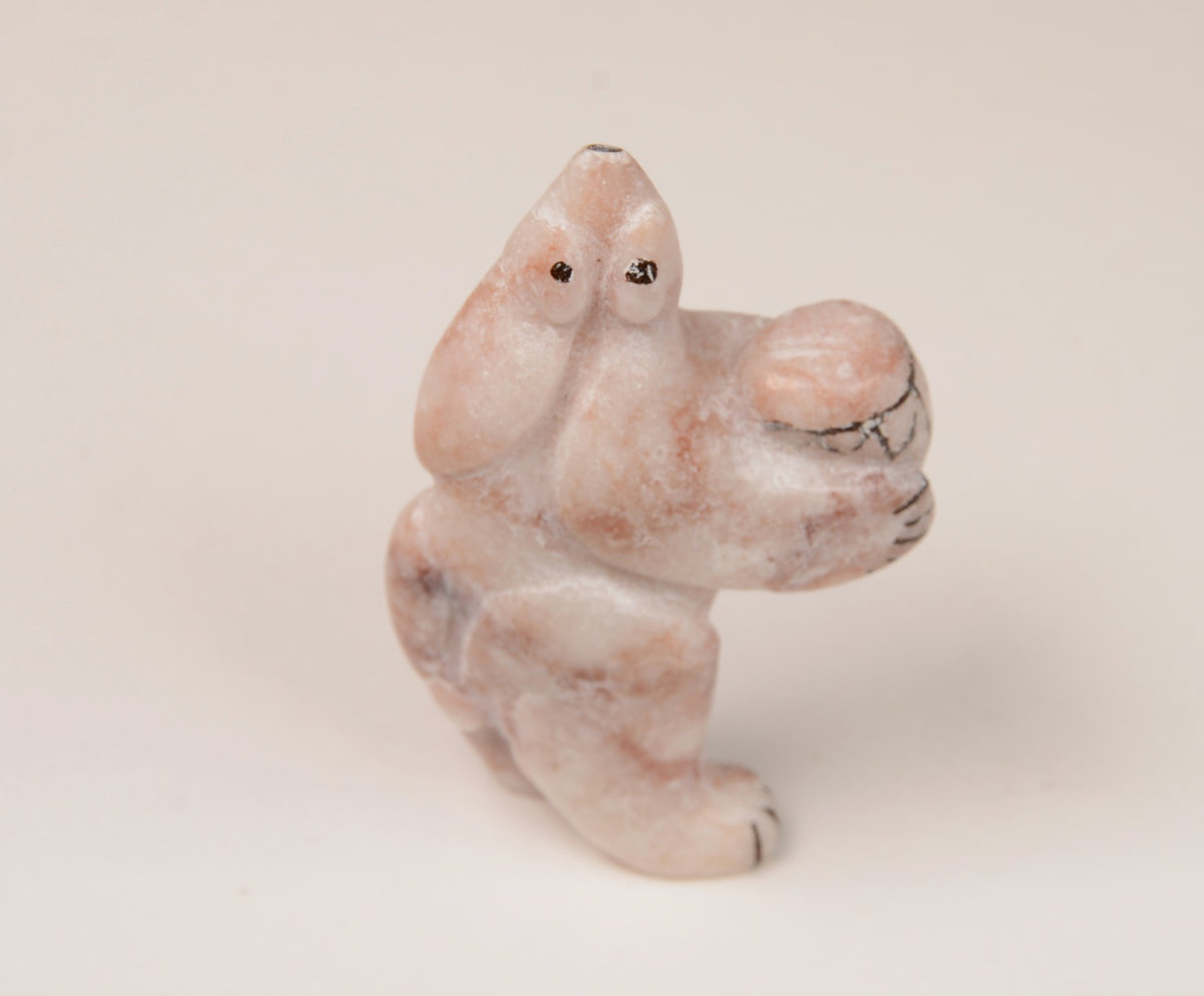 Zuni Fetish Bear with Drum by Rickson Kallestewa