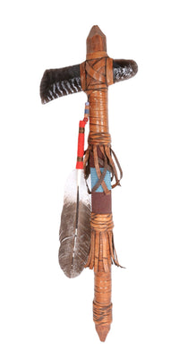 Plains Reproduction Tomahawk with Feathers and Fine Obsidian Blade