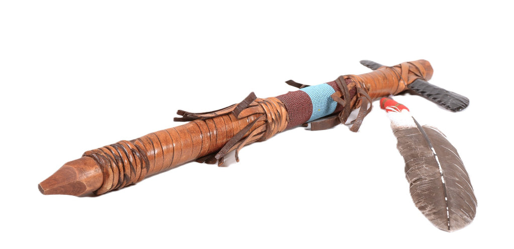 Plains Reproduction Tomahawk with Feathers and Fine Obsidian Blade