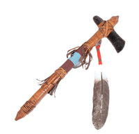 Plains Reproduction Tomahawk with Feathers and Fine Obsidian Blade