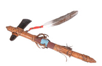 Plains Reproduction Tomahawk with Feathers and Fine Obsidian Blade