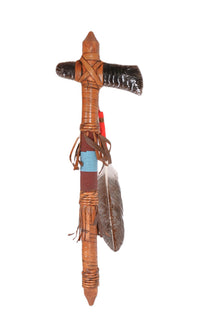 Plains Reproduction Tomahawk with Feathers and Fine Obsidian Blade