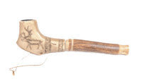 Sami Finland Inuit Scrimshaw Antler Pipe
