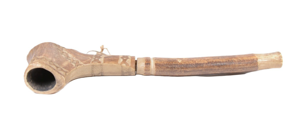 Sami Finland Inuit Scrimshaw Antler Pipe