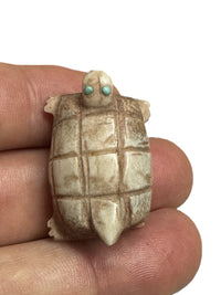 Vintage Zuni Fetish Turtle  Pendant with 2 Turquoise eyes