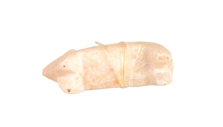 Vintage Zuni Bear Fetish - White Stone and Shell Arrowhead