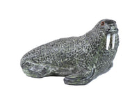 Green Walrus Sculpture with Tusks