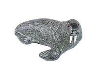 Green Walrus Sculpture with Tusks
