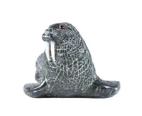 Green Walrus Sculpture with Tusks