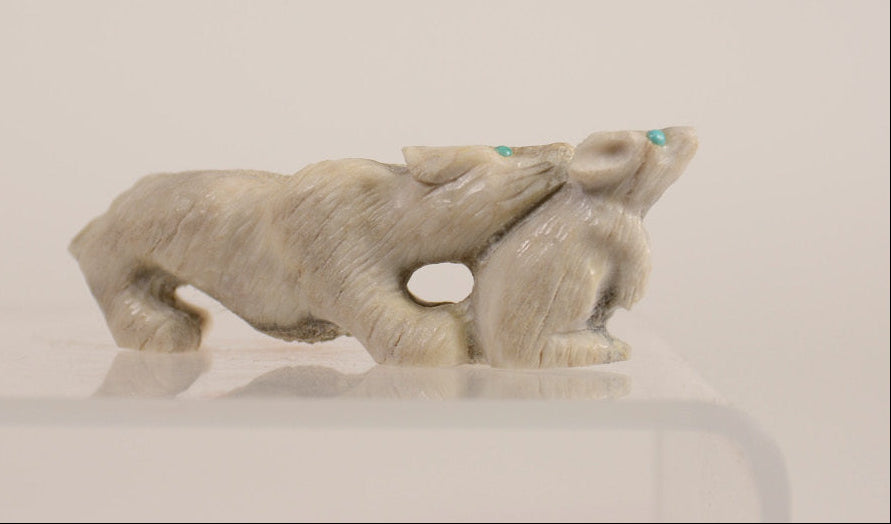 Zuni Fetish Bobcat Hunting Rabbit Fetish by Maxx Laate