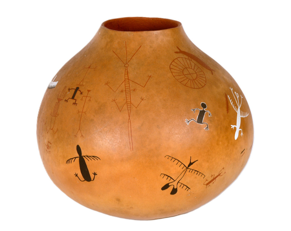 Navajo Extra Large Gourd with Painted Figures