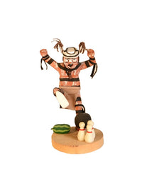 Hopi Kachina Bowler Koshare Doll By M. Wood