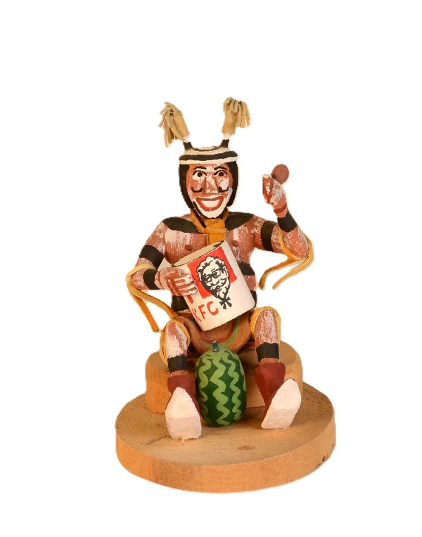 Hopi Kachina with KFC Bucket of Chicken Doll By M. Wood