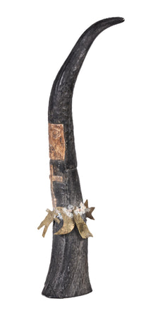 Zuni Antler Priest Fetish with Tin Ornaments
