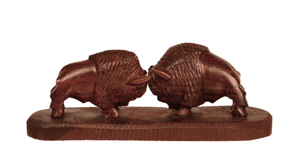 Mexico Ironwood 2 Bison/Buffalo on a Stand