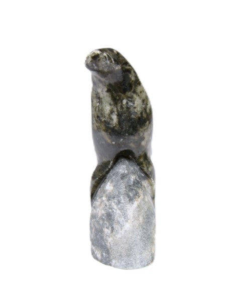 Eskimo Soap Stone Seal Sculpture on a Rock