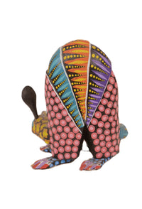 Multi Wood Painted Armadillo By Efrain Fuentes, Mexico