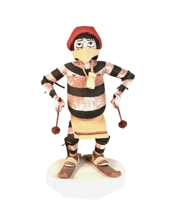 Hopi Kachina Koshare Clown Skiing Doll By O. Wood