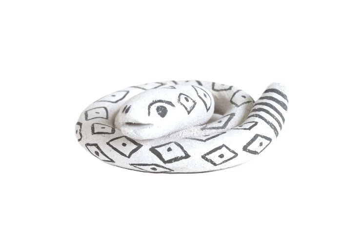 Acoma Pueblo Black on White Pottery Snake By Dolores Lewis