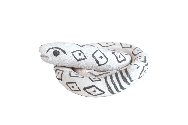 Acoma Pueblo Black on White Pottery Snake By Dolores Lewis