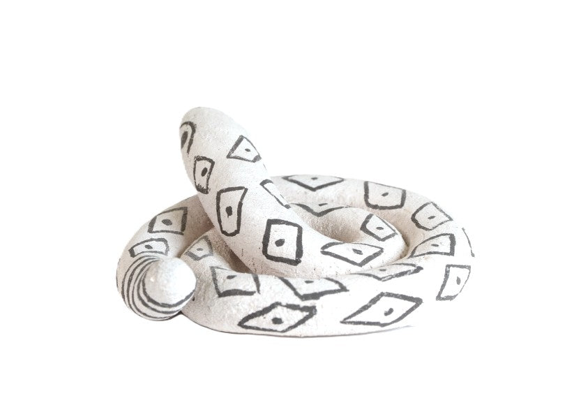 Acoma Pueblo Black on White Pottery Snake By Dolores Lewis