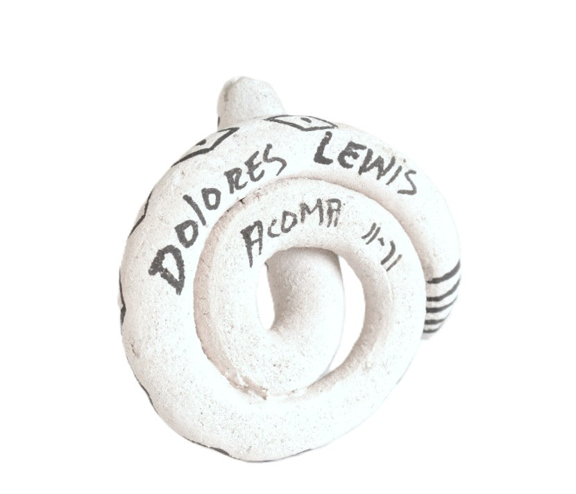 Acoma Pueblo Black on White Pottery Snake By Dolores Lewis