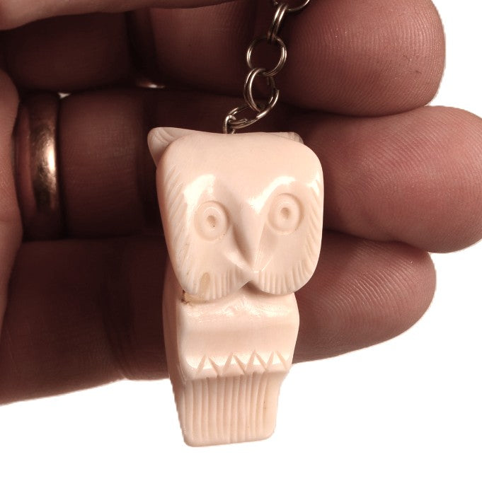 Zuni Pueblo White Owl Key Chain Fetish
