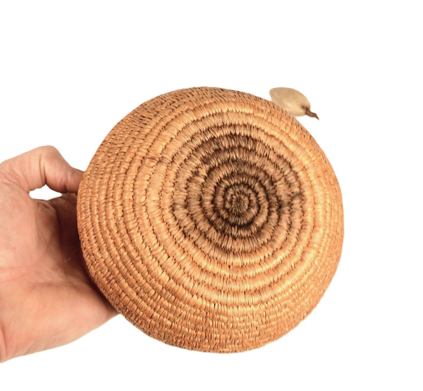 Eskimo Seagrass Basket and Ivory Bola Stone Set of 2