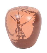 Santa Clara Pueblo Red Carved Egg Pottery By Tequaecshe