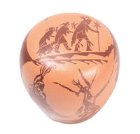 Santa Clara Pueblo Red Carved Egg Pottery By Tequaecshe
