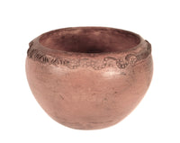 Navajo Red Bowl Pottery with Carved Rim