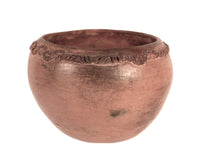 Navajo Red Bowl Pottery with Carved Rim