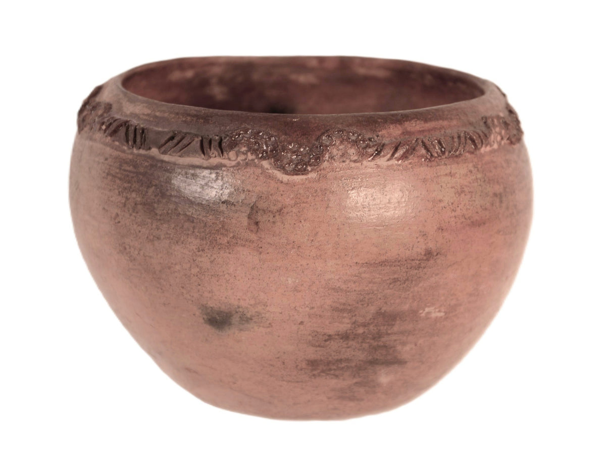 Navajo Red Bowl Pottery with Carved Rim