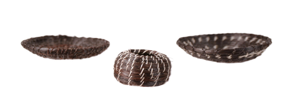 Pima Miniature Black Horsehair Tray Baskets Set of 3
