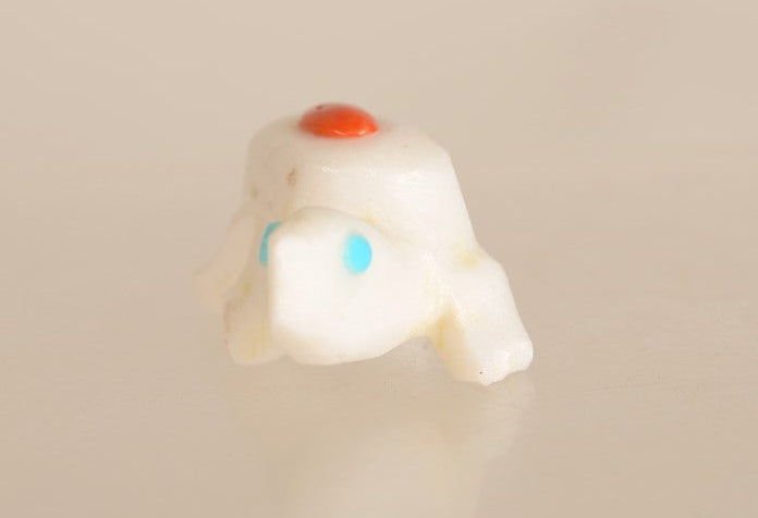Zuni Alabaster Turtle Fetish With Coral and Turquoise