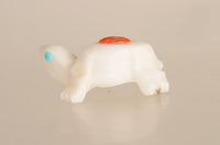 Zuni Alabaster Turtle Fetish With Coral and Turquoise