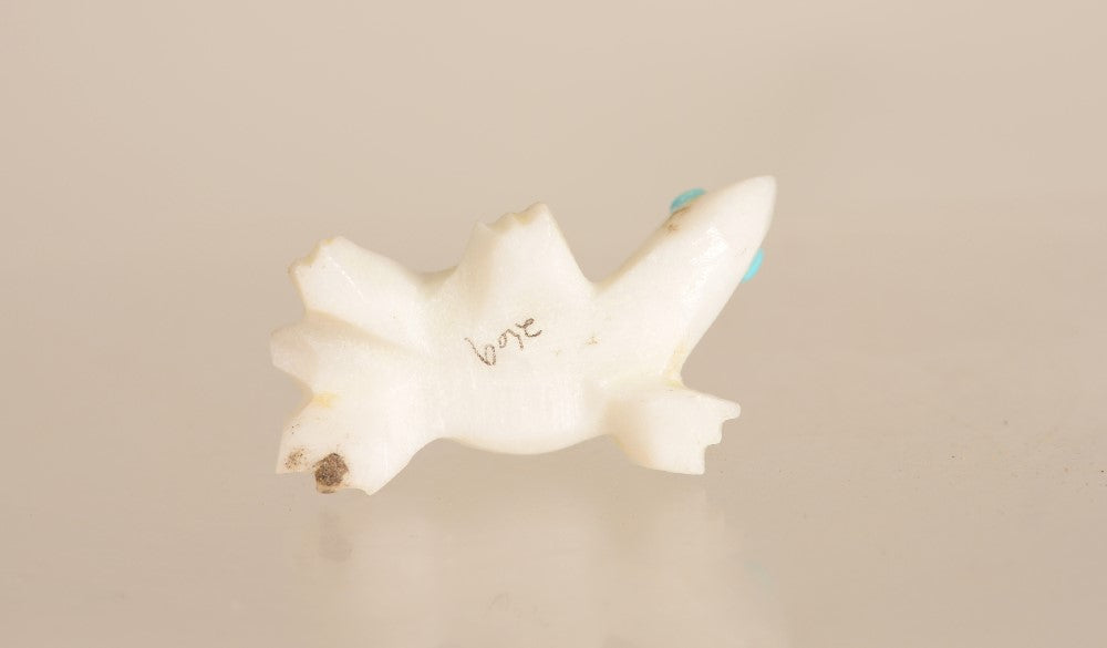 Zuni Alabaster Turtle Fetish With Coral and Turquoise