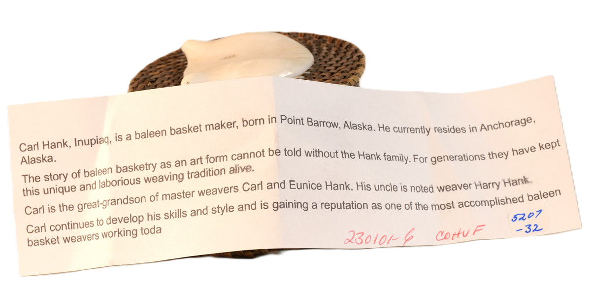 Eskimo Baleen Basket by Carl Hank, Iñupiat [Anchorage]