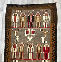 Navajo Pictorial Rug with Indian Chiefs and Steer Heads and Hearts