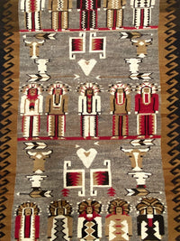 Navajo Pictorial Rug with Indian Chiefs and Steer Heads and Hearts