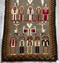 Navajo Pictorial Rug with Indian Chiefs and Steer Heads and Hearts