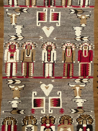 Navajo Pictorial Rug with Indian Chiefs and Steer Heads and Hearts
