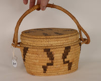 Handsome Antique Papago Basket with lid and handle