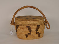 Handsome Antique Papago Basket with lid and handle