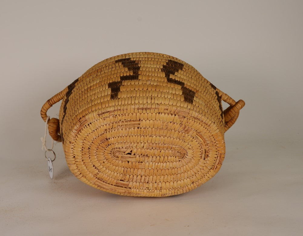 Handsome Antique Papago Basket with lid and handle